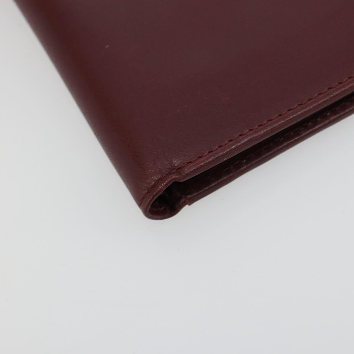 CARTIER Must Line Passport Case Leather Bordeaux Gold Auth am11743A