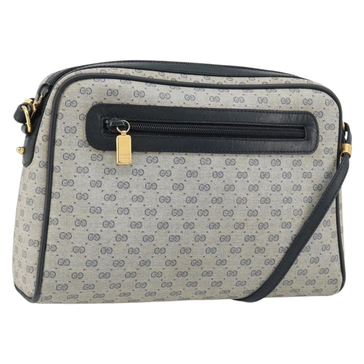 GUCCI Micro GG Supreme Old Shoulder Bag PVC Navy Gold 007 904 0014 Auth am11745