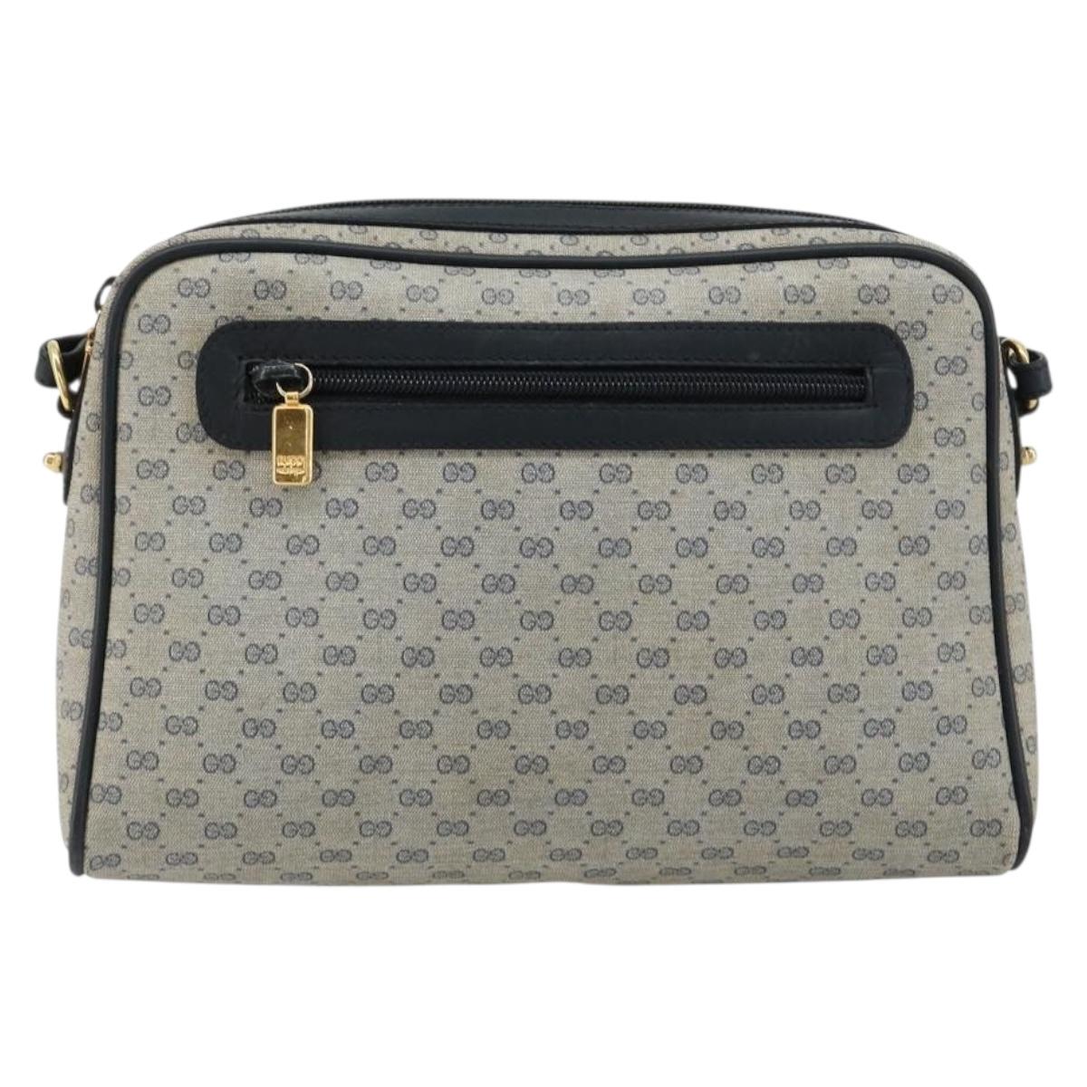 GUCCI Micro GG Supreme Old Shoulder Bag PVC Navy Gold 007 904 0014 Auth am11745