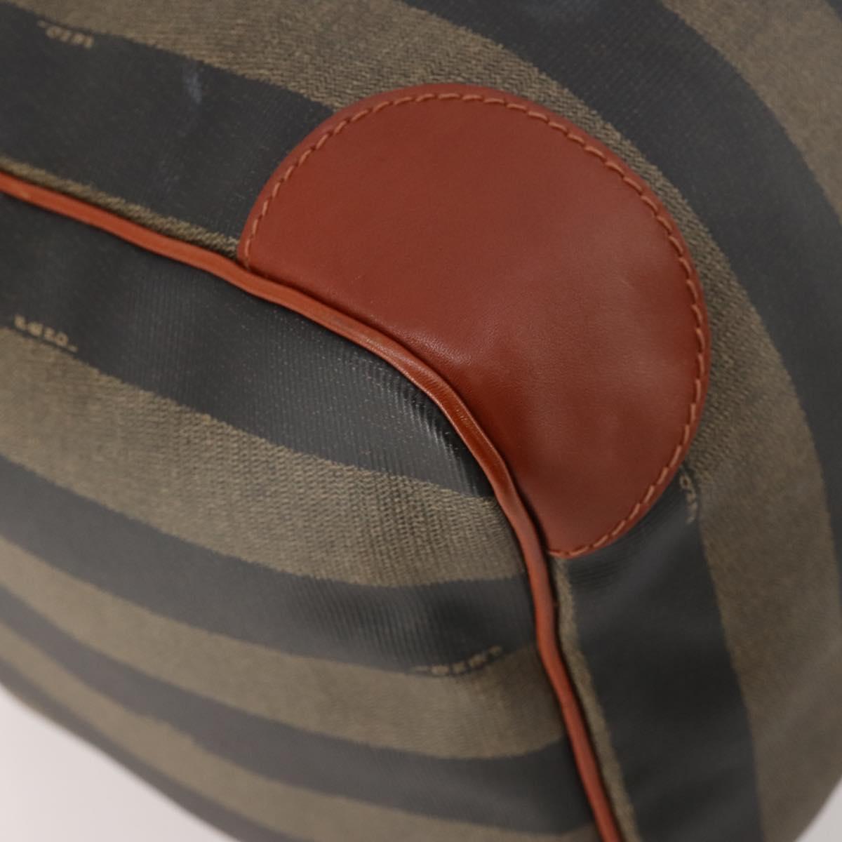 FENDI Pecan Canvas Boston Bag PVC Black Brown Auth am11753