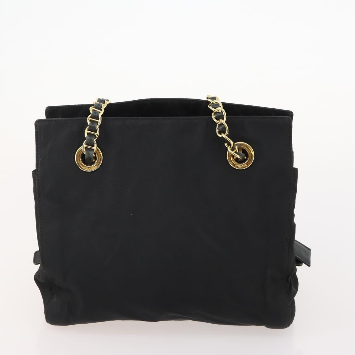 PRADA Chain Tote Bag Nylon 2 Set Navy Black Auth am11754