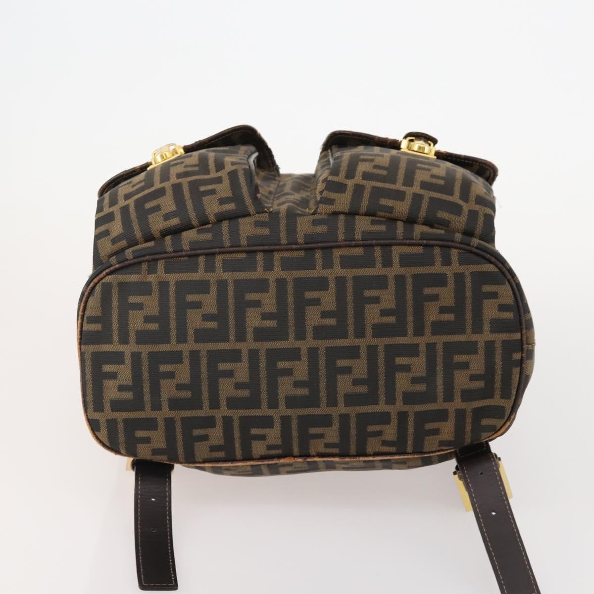 FENDI Zucca Canvas Backpack Brown Black Auth am11755