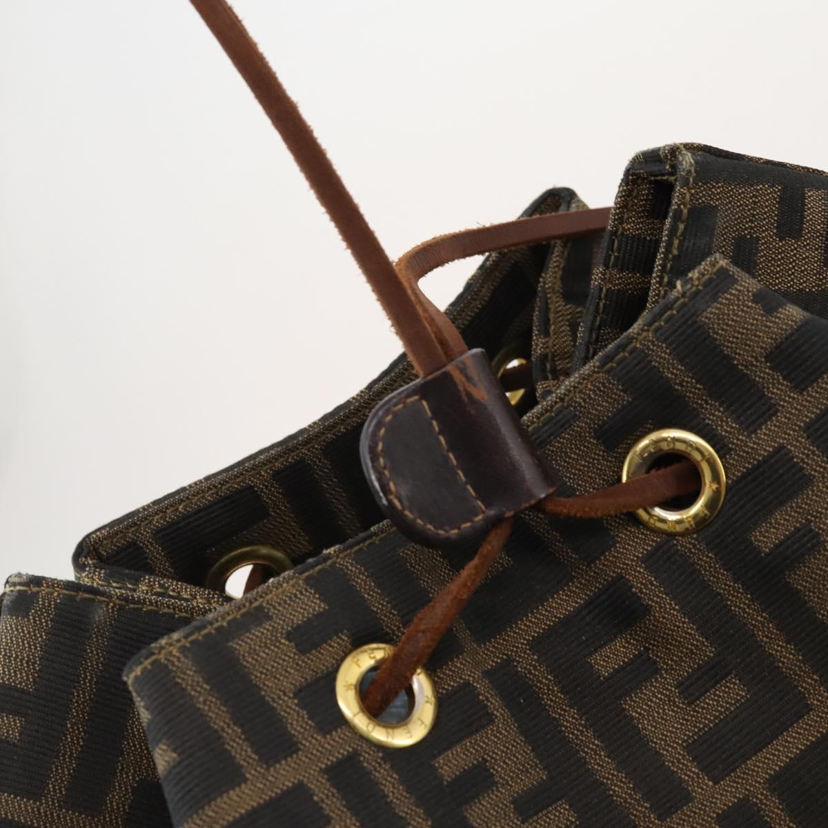 FENDI Zucca Canvas Backpack Brown Black Auth am11755