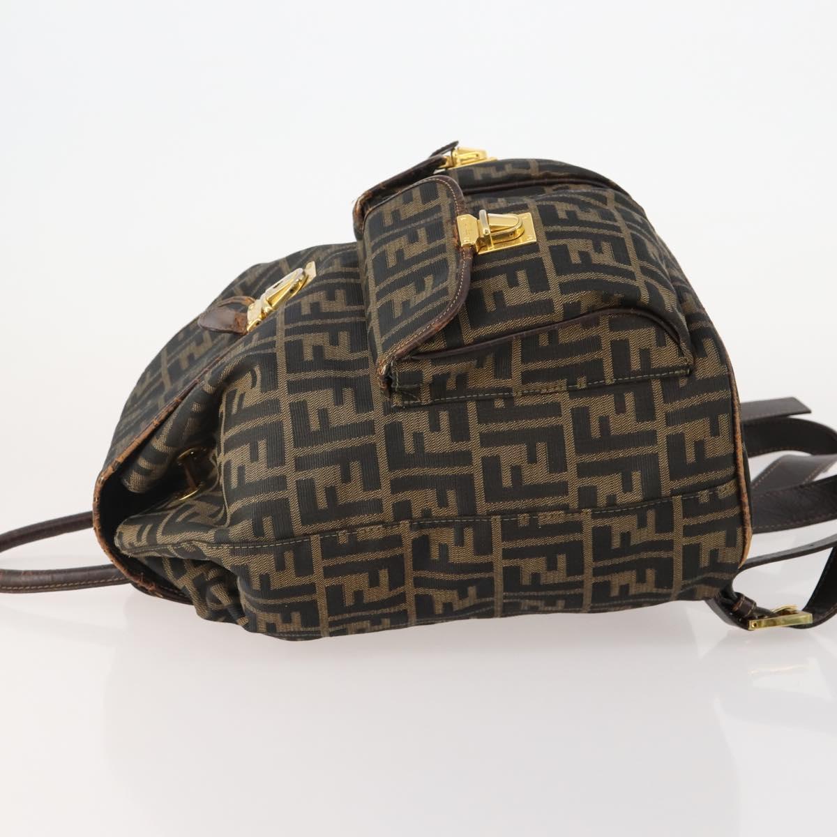 FENDI Zucca Canvas Backpack Brown Black Auth am11755