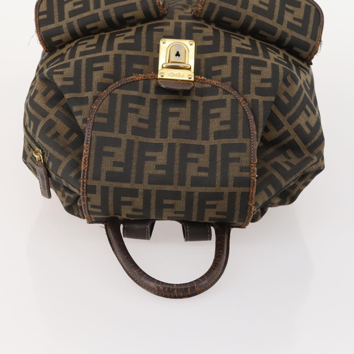 FENDI Zucca Canvas Backpack Brown Black Auth am11755