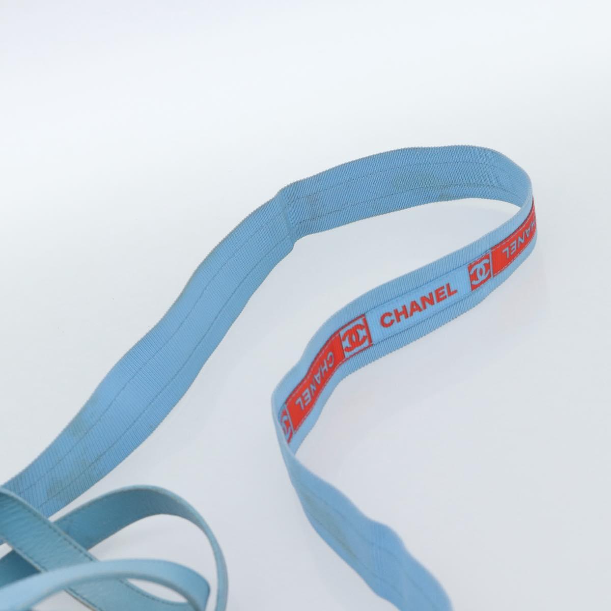 CHANEL New Travel line Hand Bag Canvas 2way Light Blue Silver CC Auth am11756