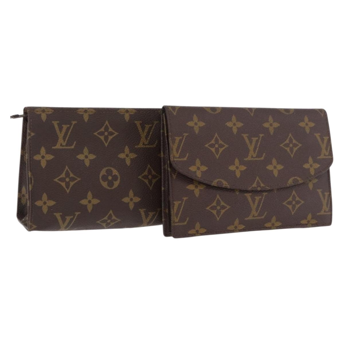 LOUIS VUITTON Monogram Pouch 2 Set LV Auth am11758