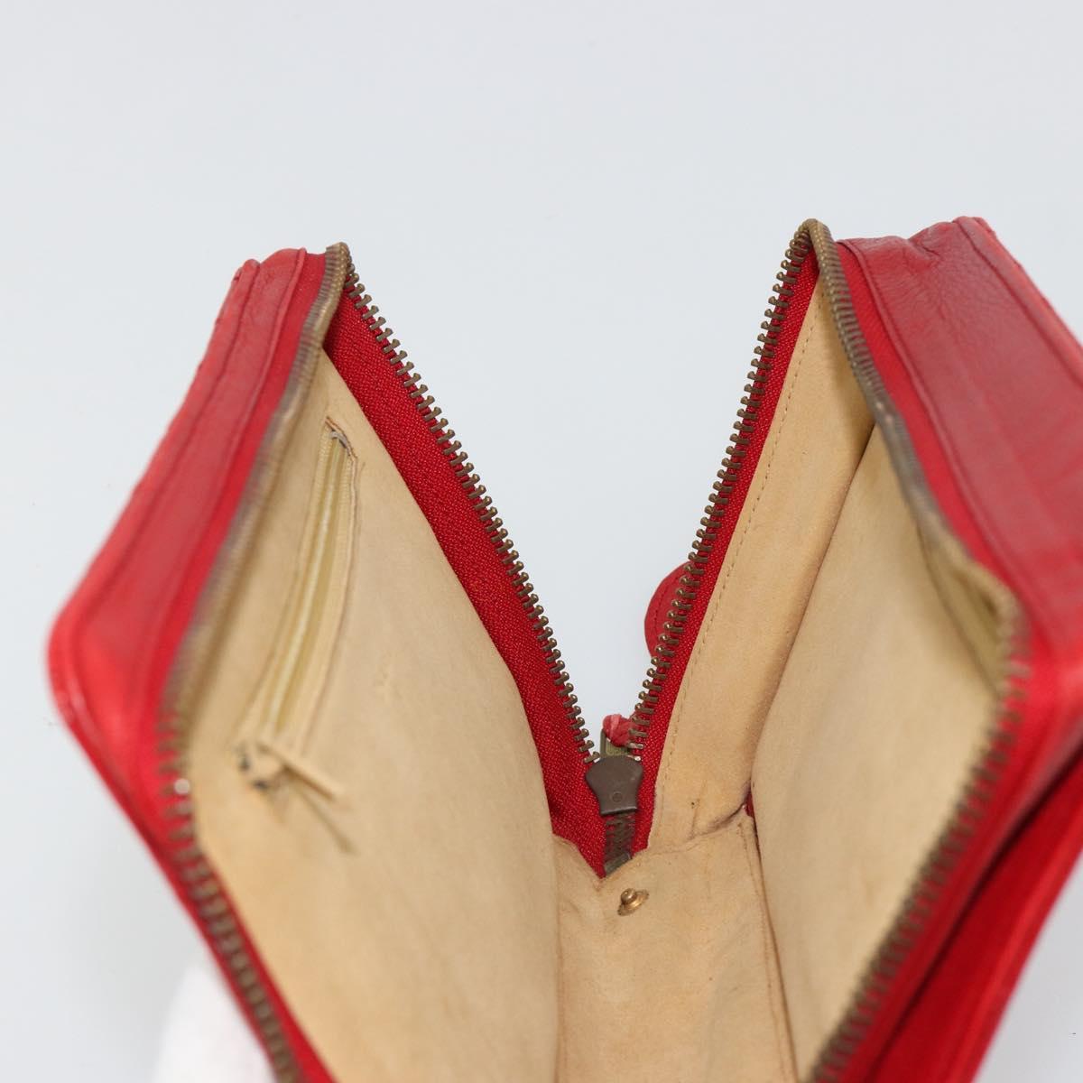 CHANEL Bicolore Pouch Lamb Skin Red Gold CC Auth am11760
