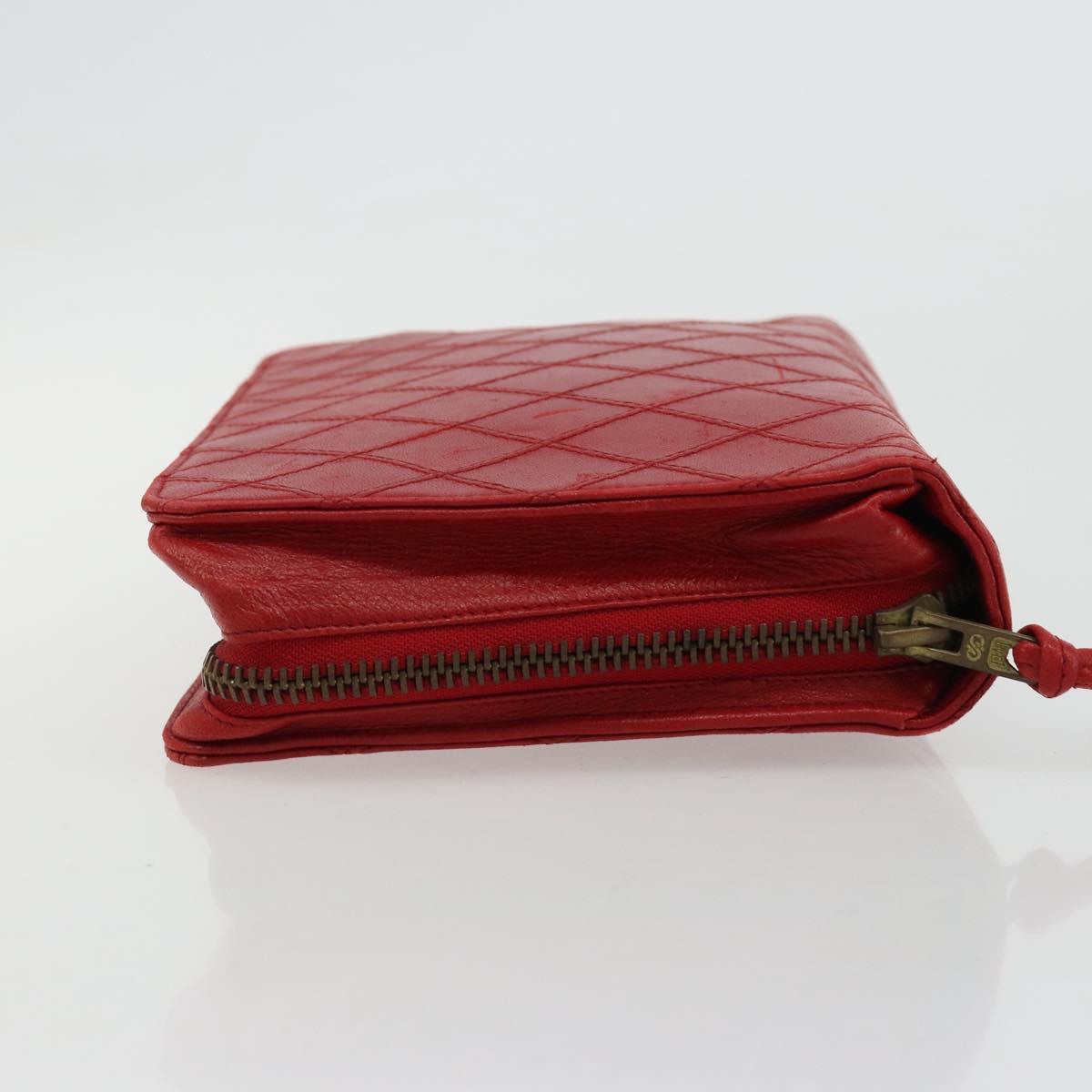 CHANEL Bicolore Pouch Lamb Skin Red Gold CC Auth am11760