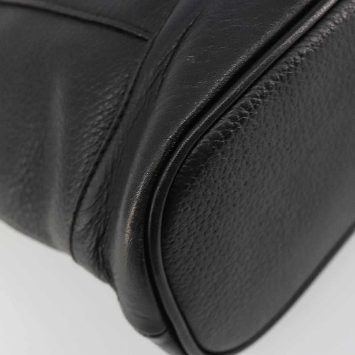 Burberrys Hand Bag Leather Gold Black Auth am11764