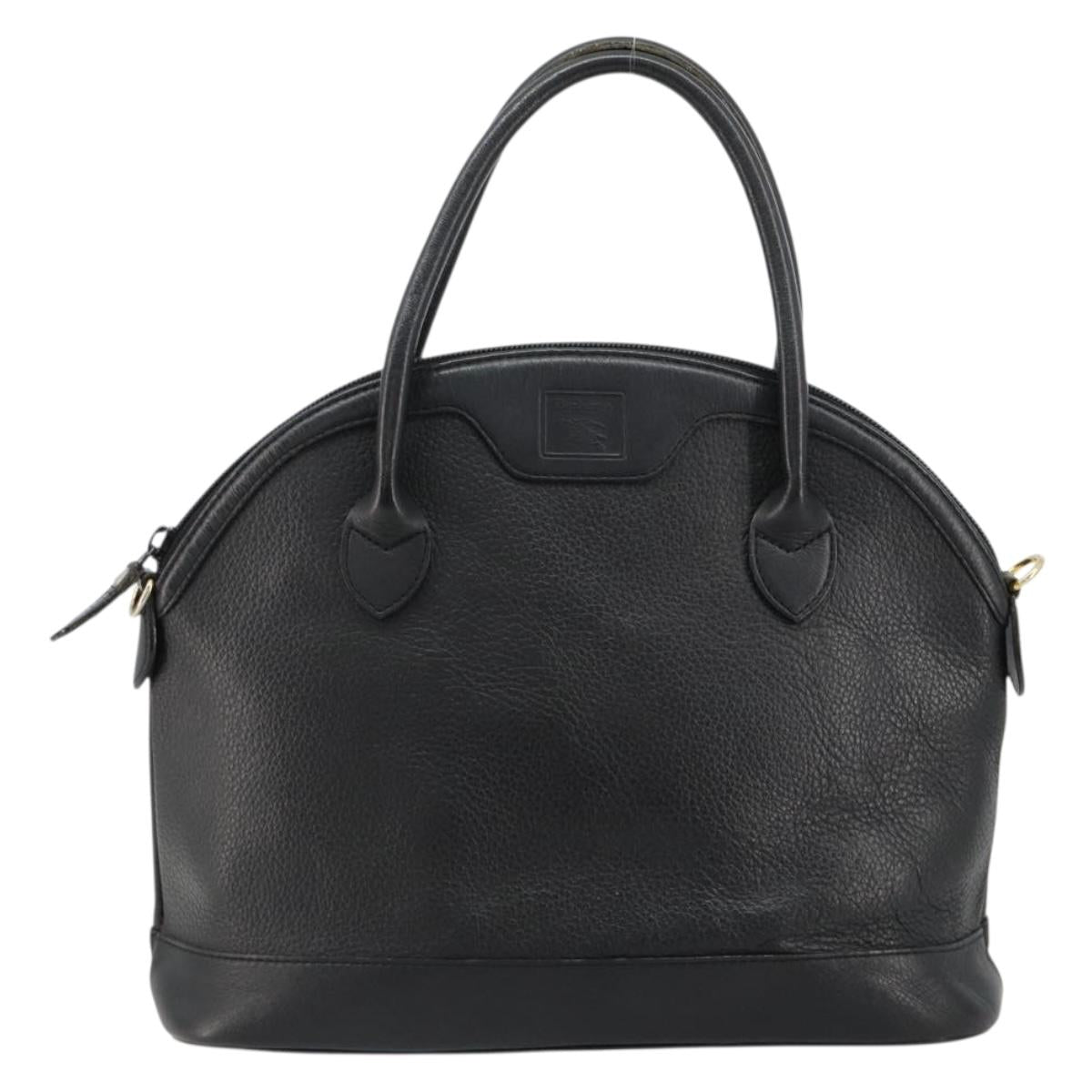Burberrys Hand Bag Leather Gold Black Auth am11764