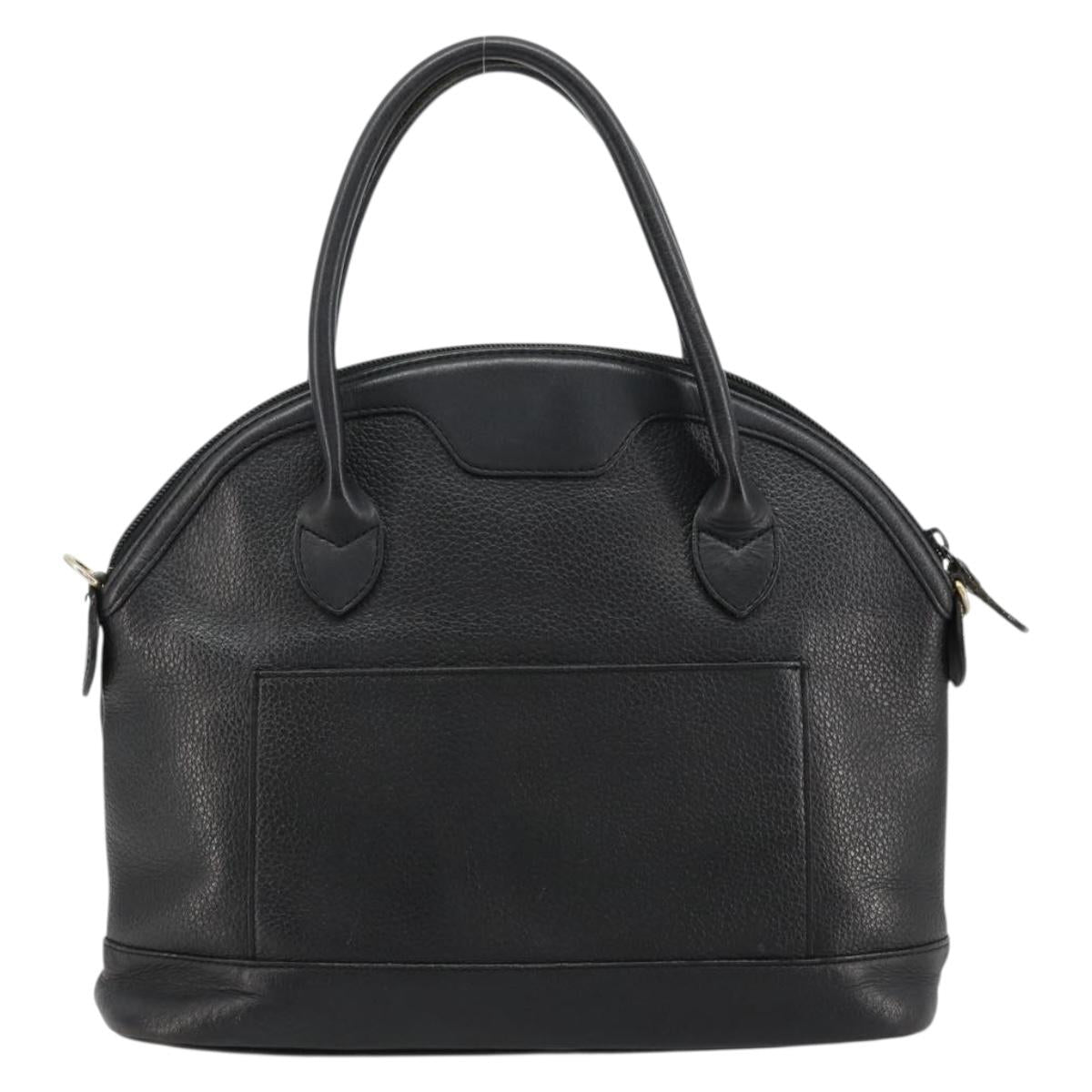 Burberrys Hand Bag Leather Gold Black Auth am11764