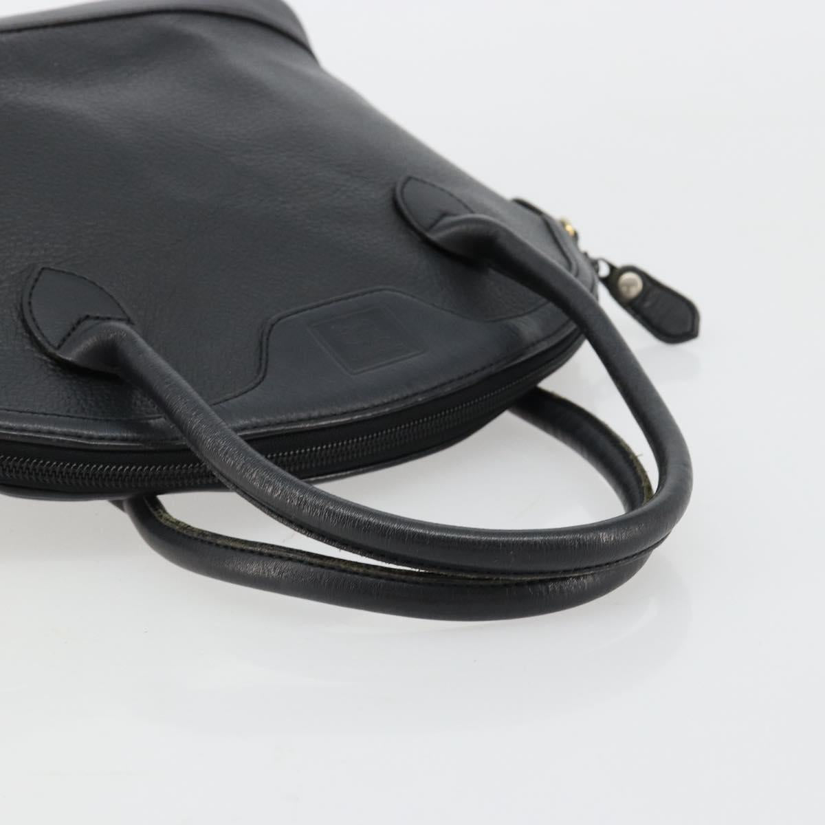 Burberrys Hand Bag Leather Gold Black Auth am11764