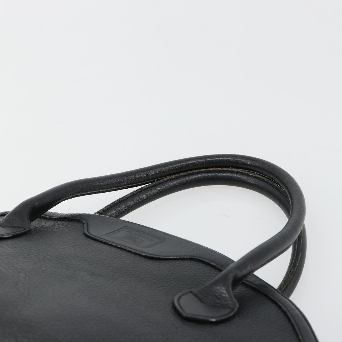 Burberrys Hand Bag Leather Gold Black Auth am11764