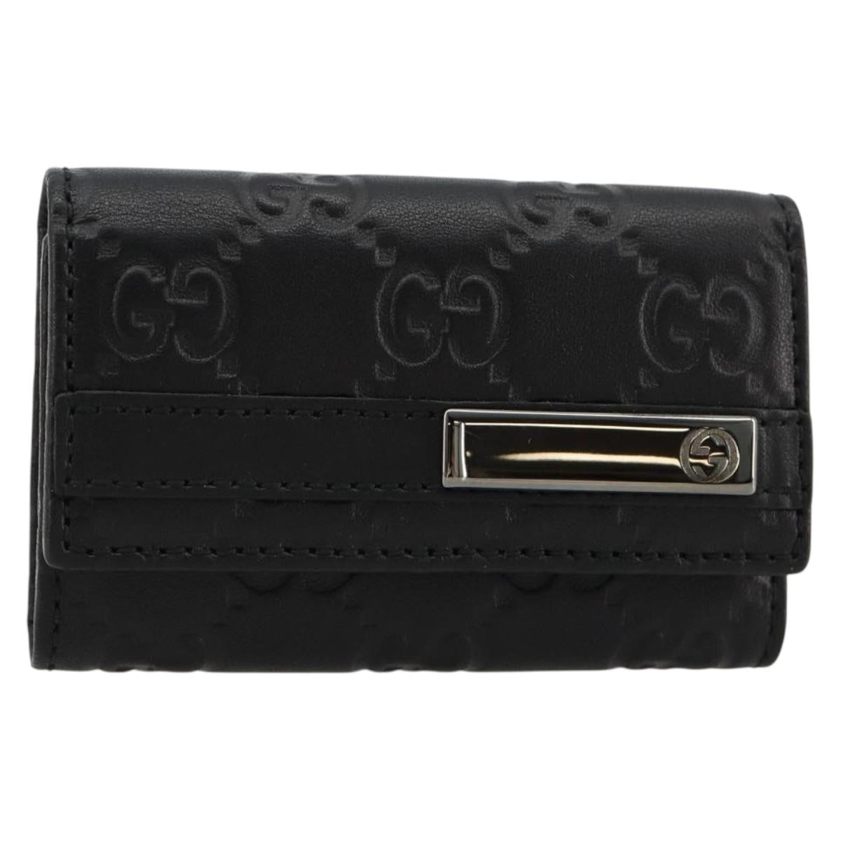 GUCCI Guccissima GG Canvas Key Case Leather Black 237509 Auth am11767V