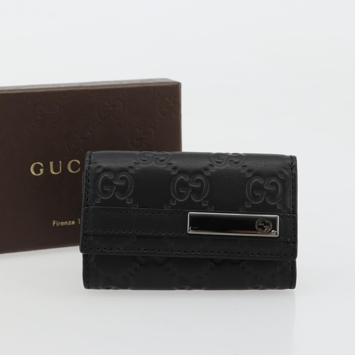 GUCCI Guccissima GG Canvas Key Case Leather Black 237509 Auth am11767V
