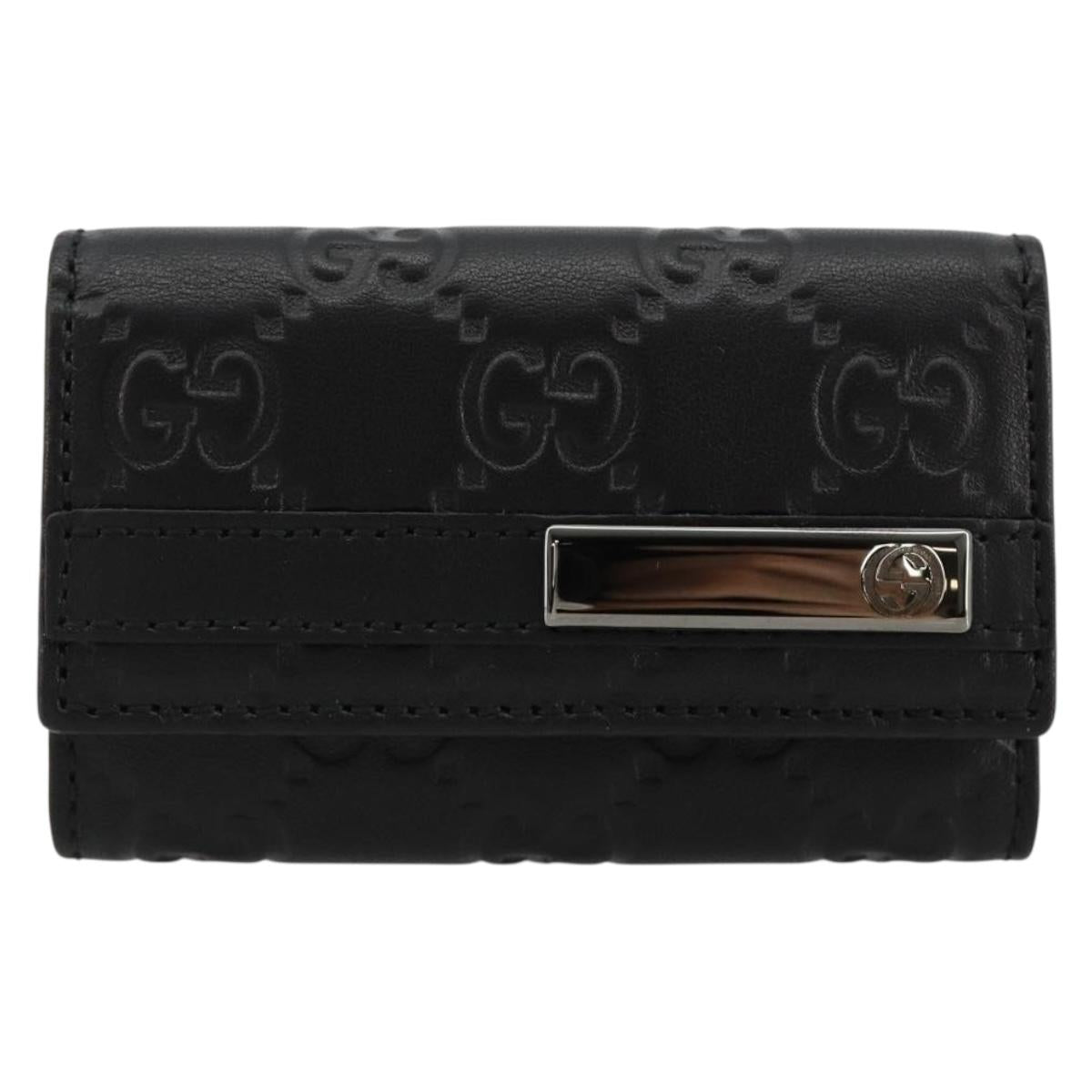 GUCCI Guccissima GG Canvas Key Case Leather Black 237509 Auth am11767V