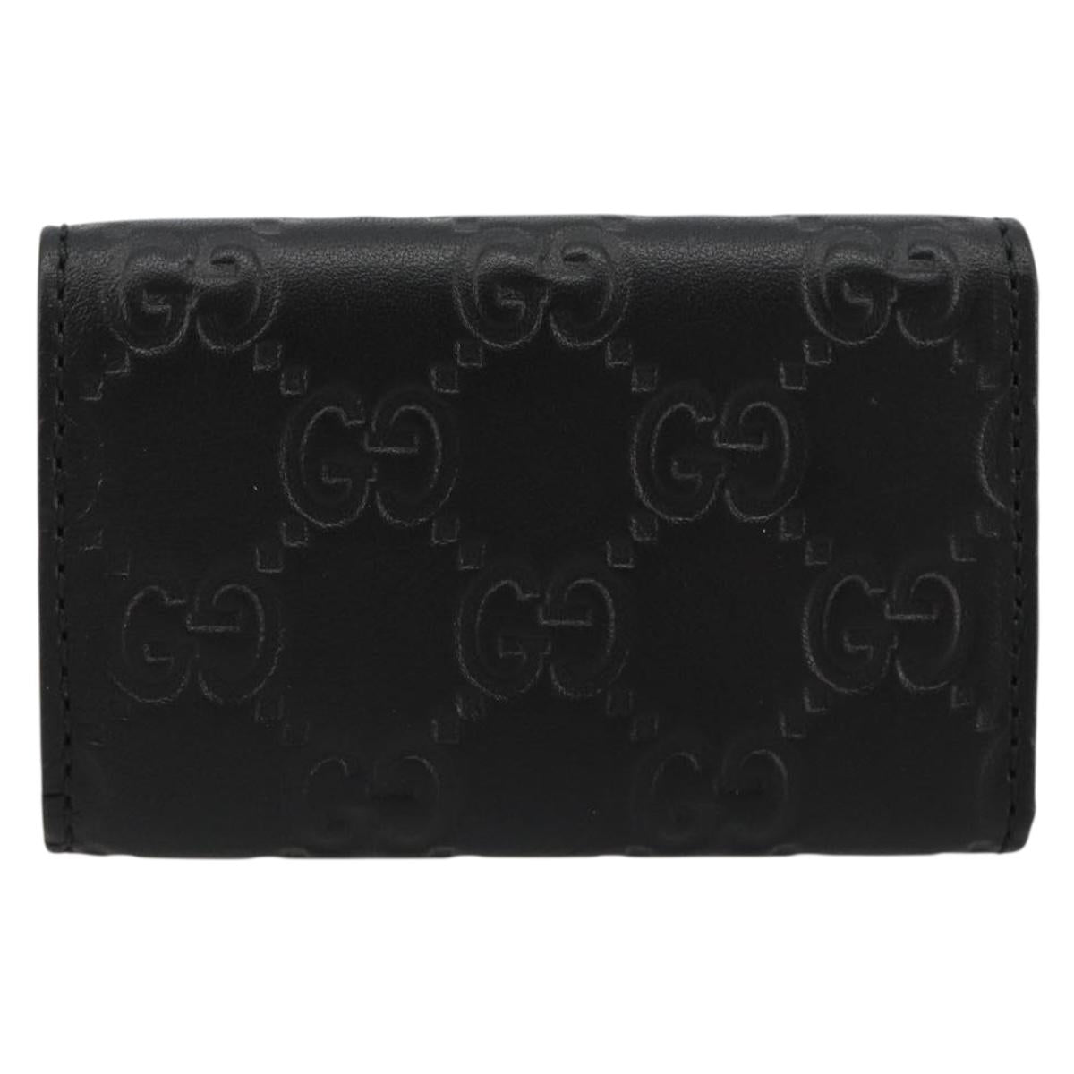 GUCCI Guccissima GG Canvas Key Case Leather Black 237509 Auth am11767V
