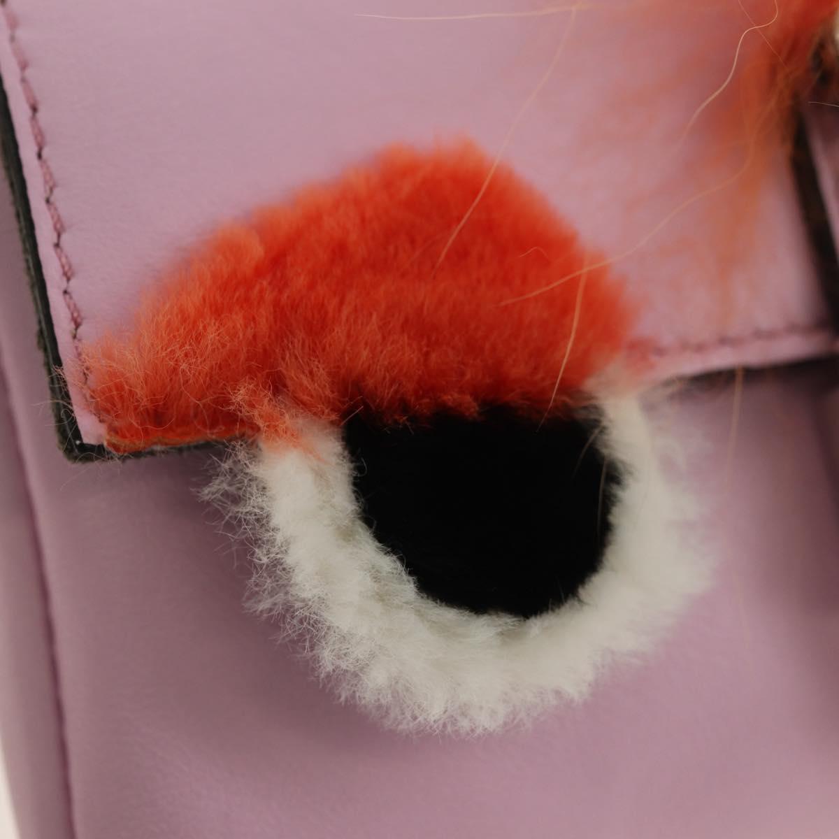 FENDI Monster Micro Bucket Shoulder Bag Leather Pink Silver Auth am11769M