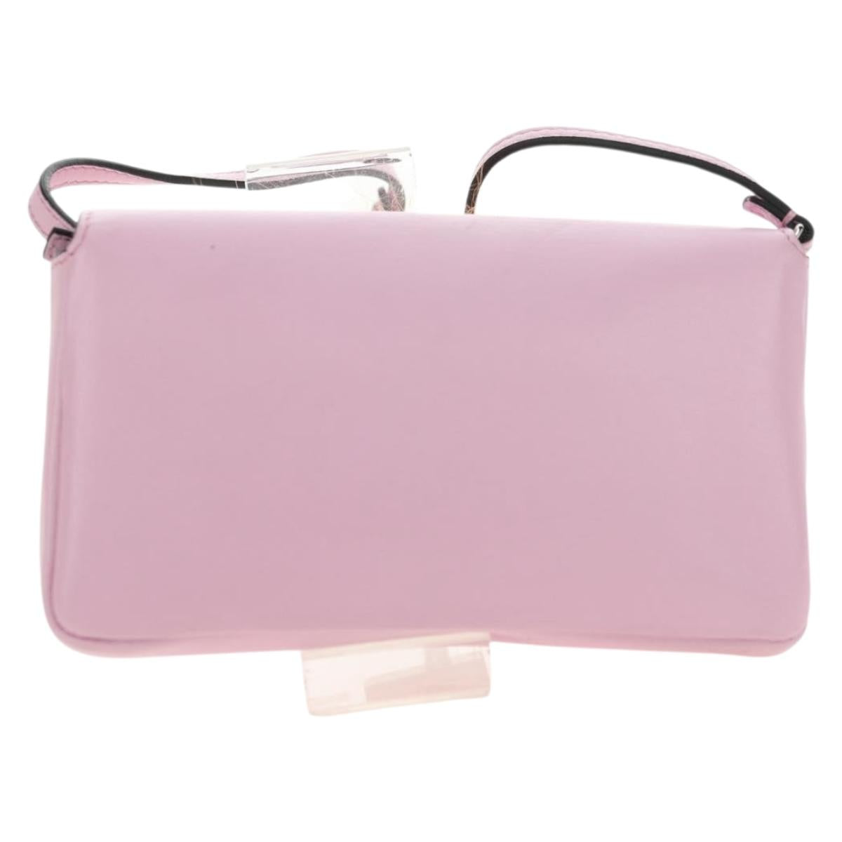 FENDI Monster Micro Bucket Shoulder Bag Leather Pink Silver Auth am11769M