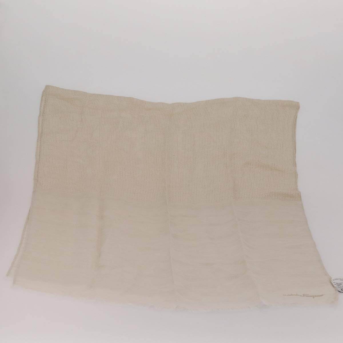 ETRO Ferragamo Stole Silk Wool Linen 2 Set Gray Ivory Auth am11770