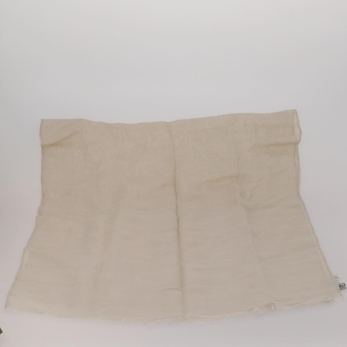ETRO Ferragamo Stole Silk Wool Linen 2 Set Gray Ivory Auth am11770