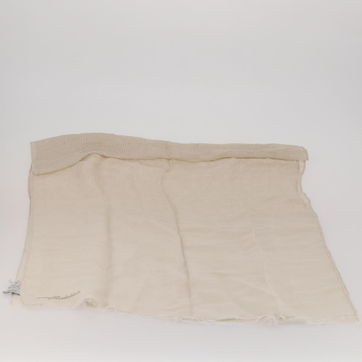 ETRO Ferragamo Stole Silk Wool Linen 2 Set Gray Ivory Auth am11770