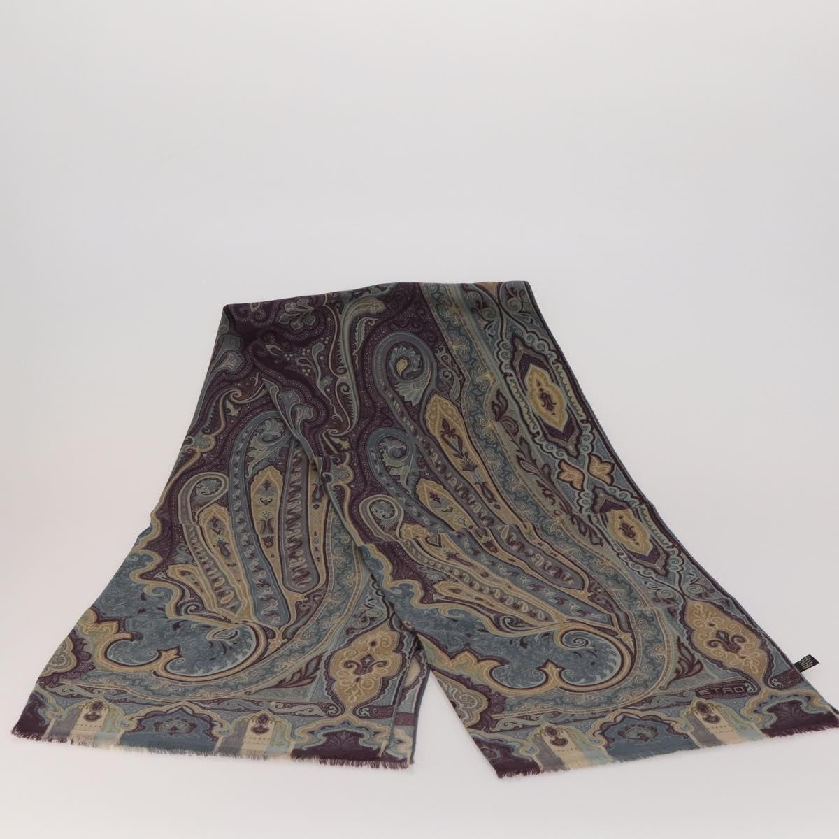 ETRO Scarf Silk Wool 3 Set Brown Blue Green Auth am11771