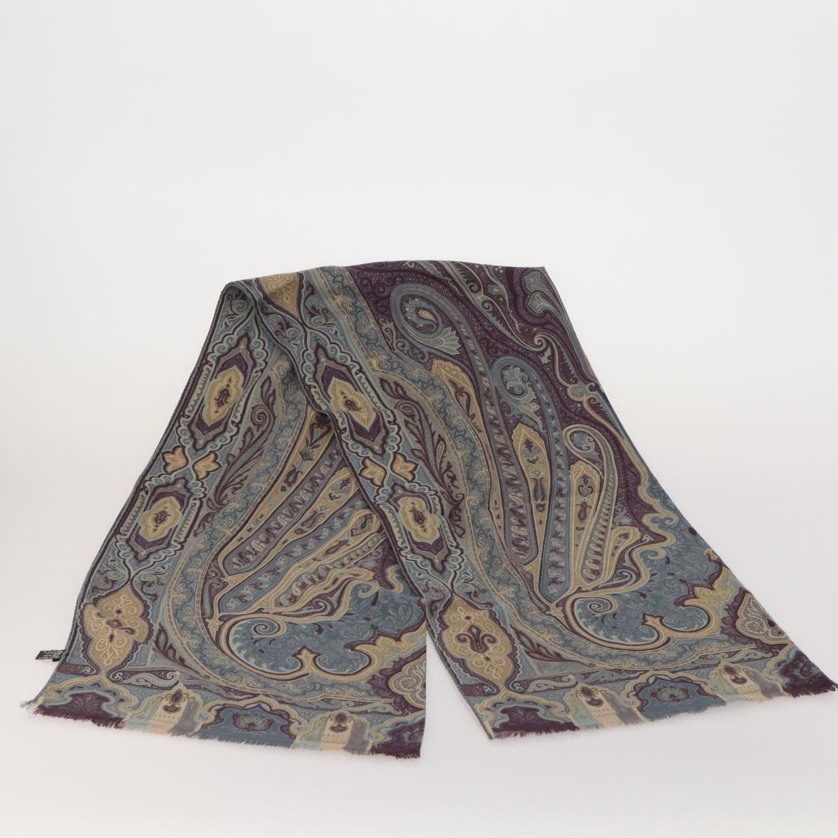 ETRO Scarf Silk Wool 3 Set Brown Blue Green Auth am11771