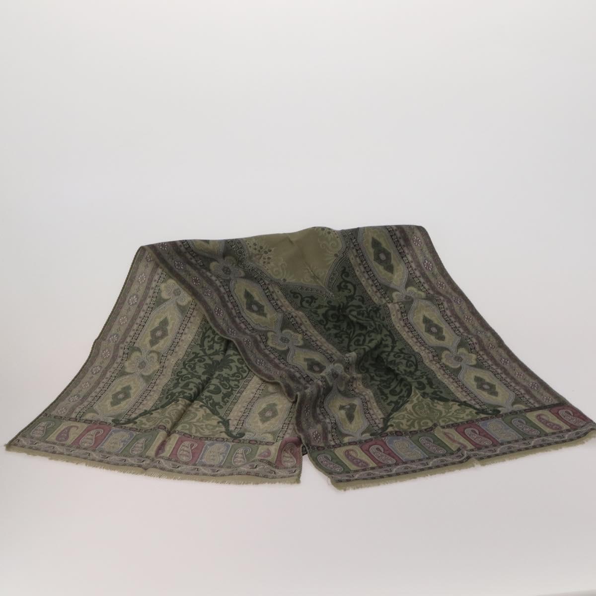 ETRO Scarf Silk Wool 3 Set Brown Blue Green Auth am11771