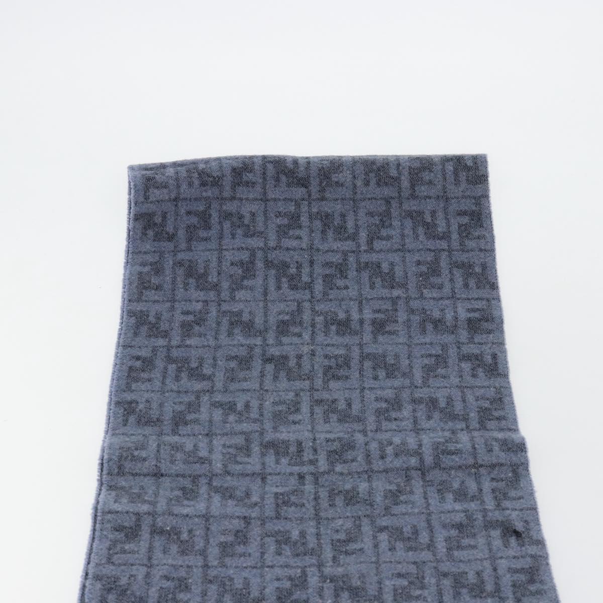 FENDI Zucca Scarf Wool Blue Auth am11772A