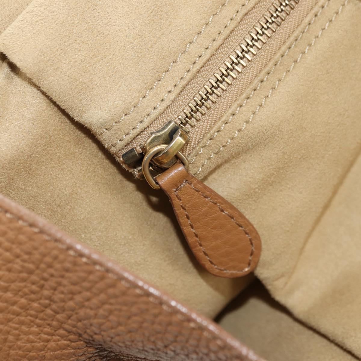 CELINE Luggage Micro Shopper Hand Bag Leather Beige Gold Auth am11775V