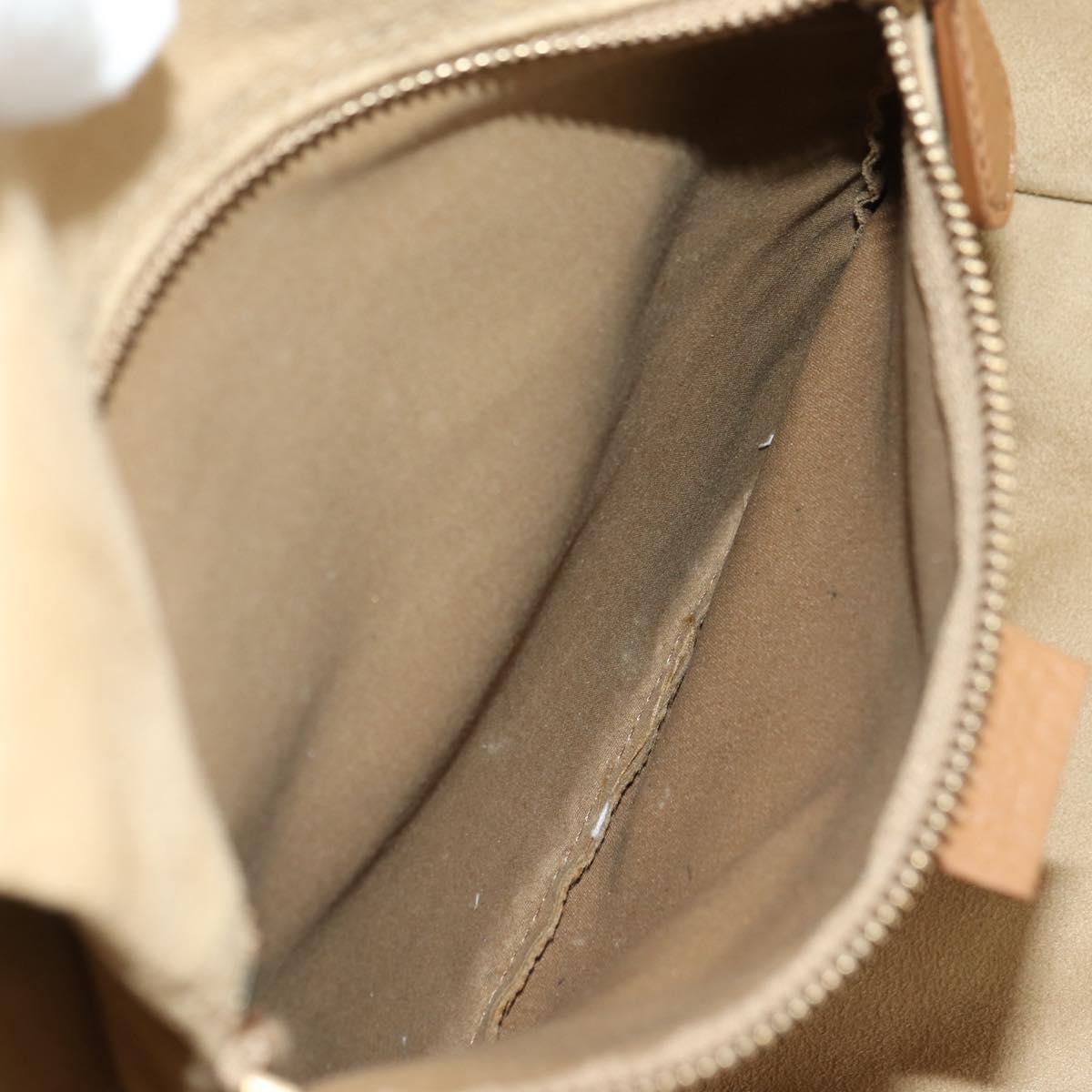 CELINE Luggage Micro Shopper Hand Bag Leather Beige Gold Auth am11775V