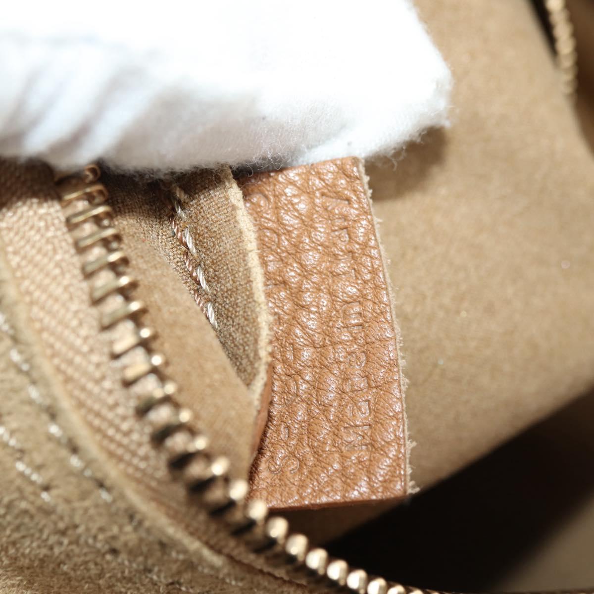 CELINE Luggage Micro Shopper Hand Bag Leather Beige Gold Auth am11775V