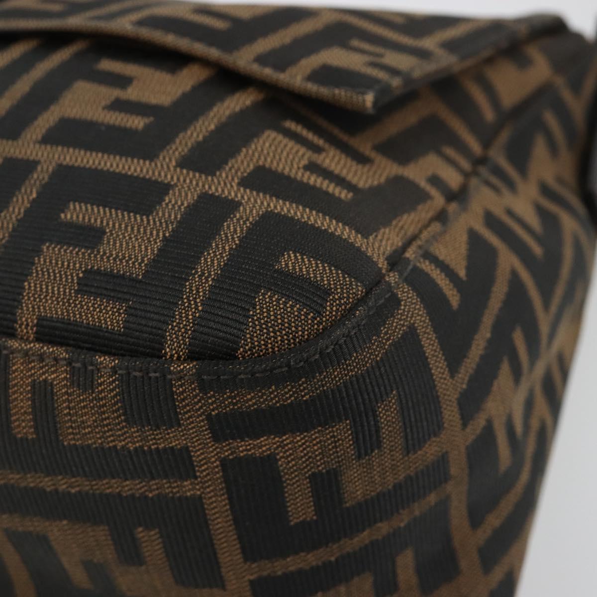 FENDI Zucca Canvas Mamma Baguette Bag Black Brown Silver Auth am11776SAV