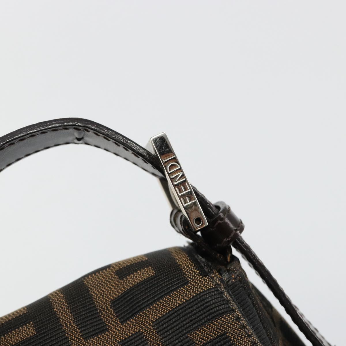 FENDI Zucca Canvas Mamma Baguette Bag Black Brown Silver Auth am11776SAV