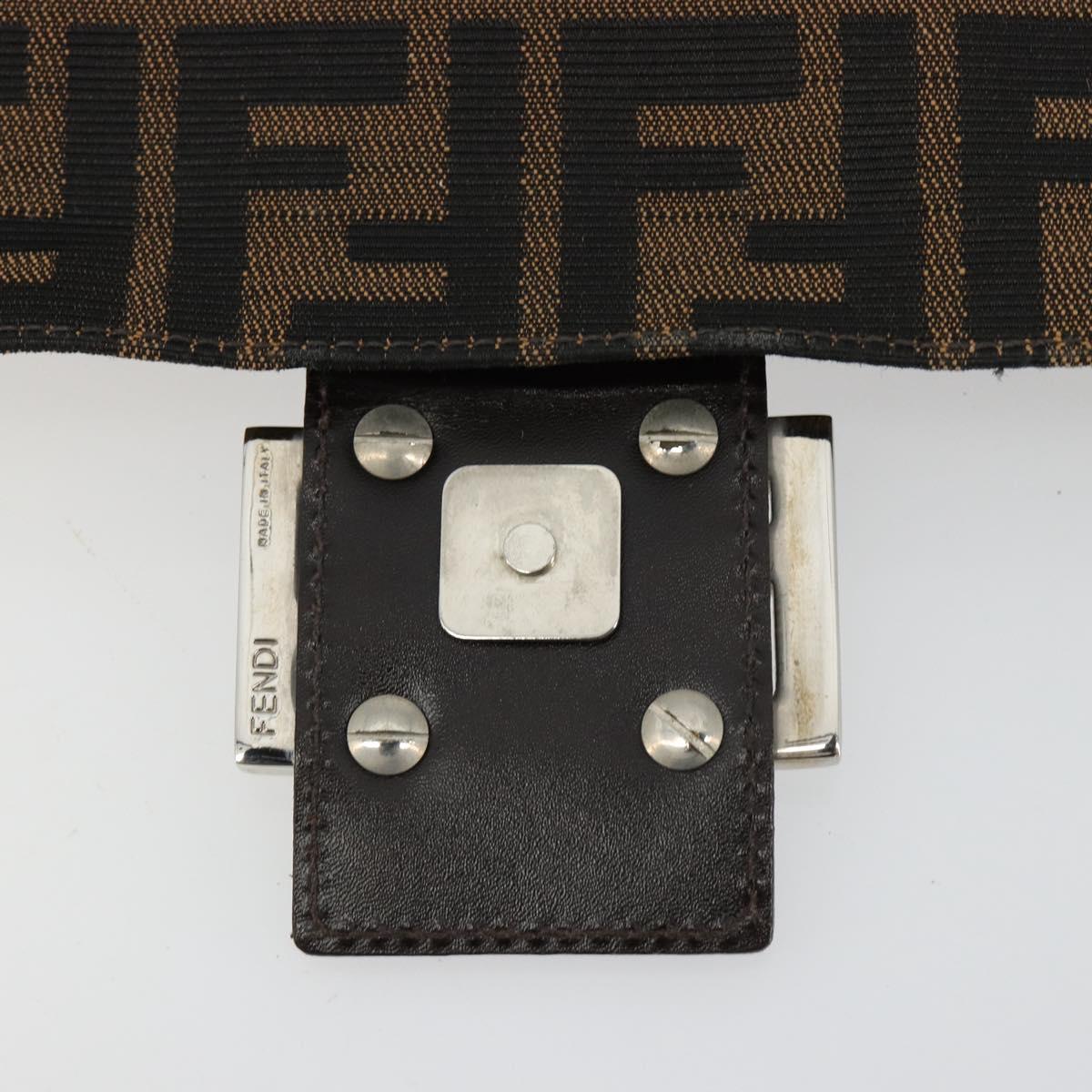 FENDI Zucca Canvas Mamma Baguette Bag Black Brown Silver Auth am11776SAV