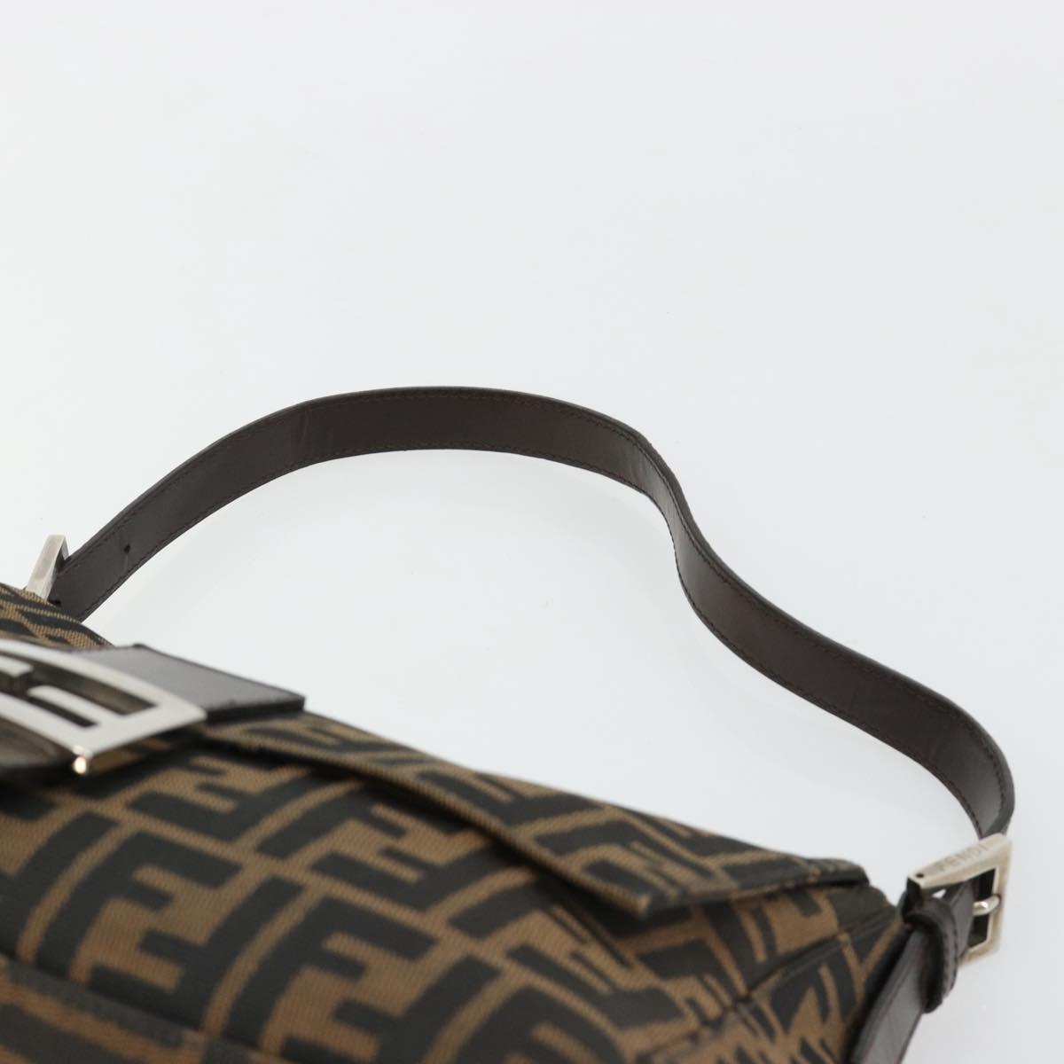 FENDI Zucca Canvas Mamma Baguette Bag Black Brown Silver Auth am11776SAV