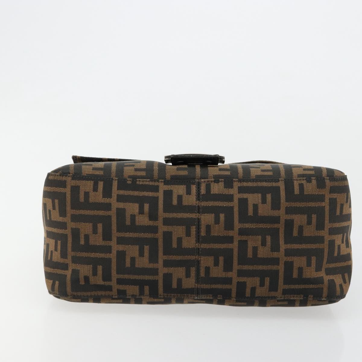 FENDI Zucca Canvas Mamma Baguette Bag Black Brown Silver Auth am11776SAV