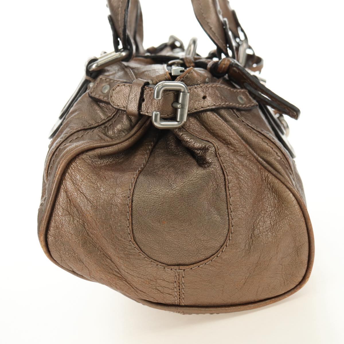 Chloe Paddington Hand Bag Leather Champagne Gold Silver Auth am11777A