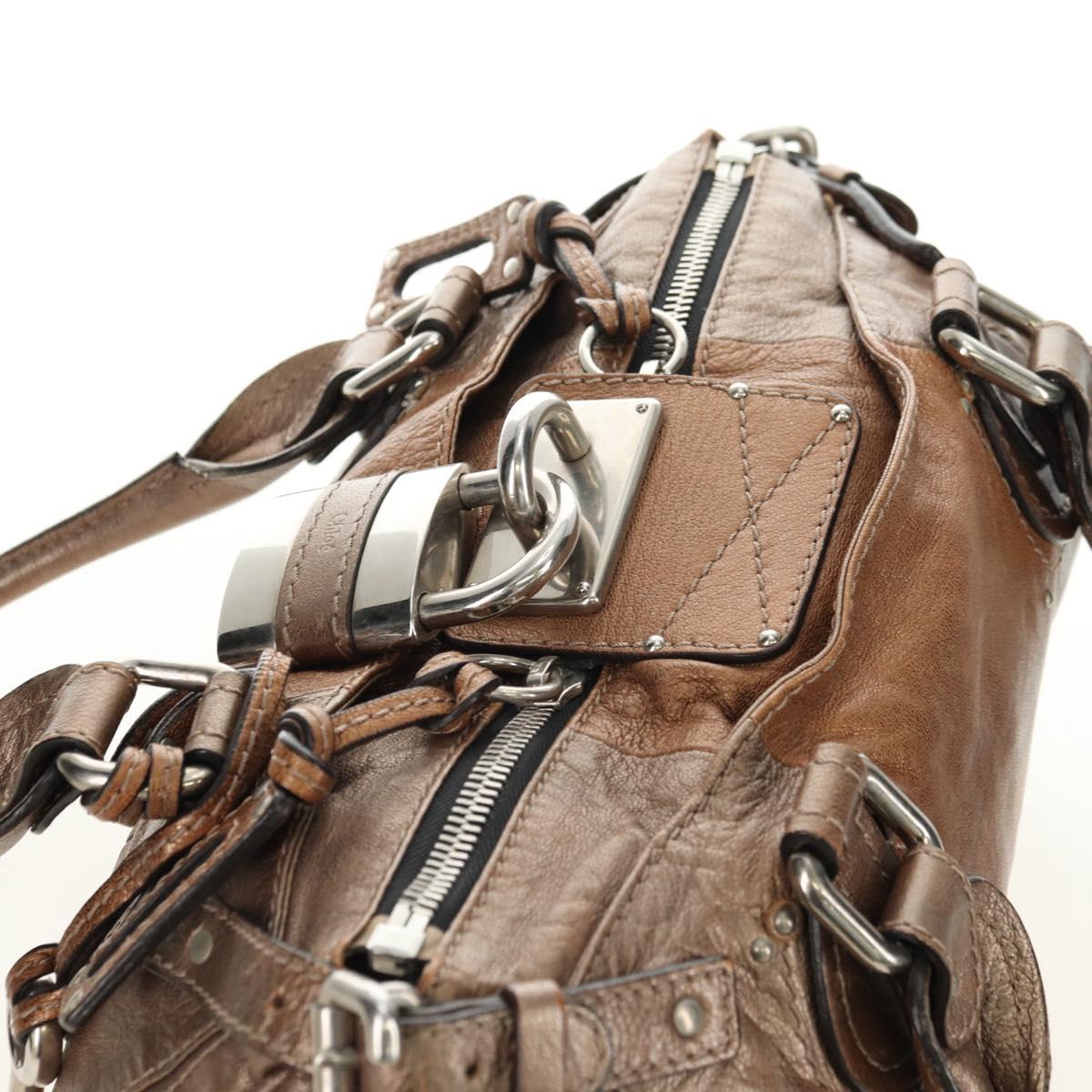 Chloe Paddington Hand Bag Leather Champagne Gold Silver Auth am11777A