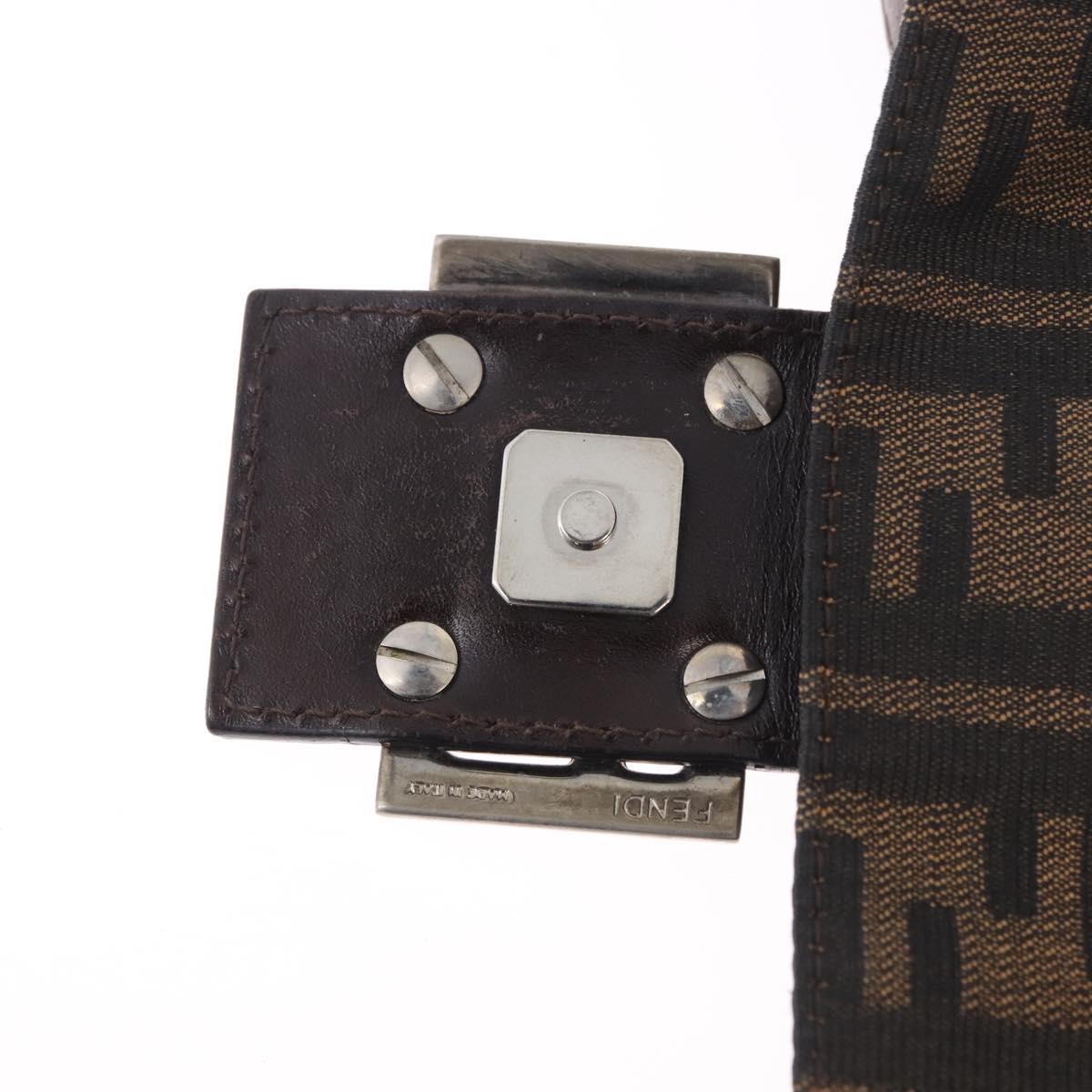 FENDI Zucca Canvas Mamma Baguette Shoulder Bag Black Brown Auth am11778V