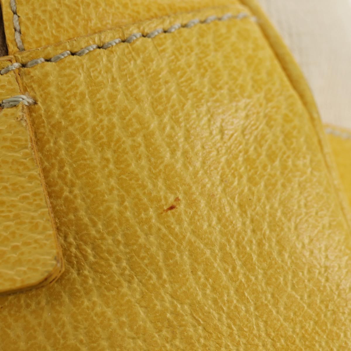 PRADA Hand Bag Canvas Leather Beige Yellow Silver Auth am11779V