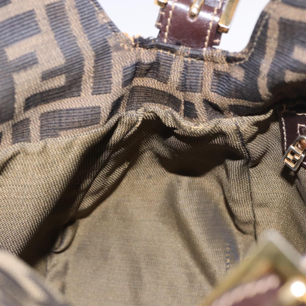 FENDI Zucca Canvas Mamma Baguette Shoulder Bag Black Brown gold Auth am11782V
