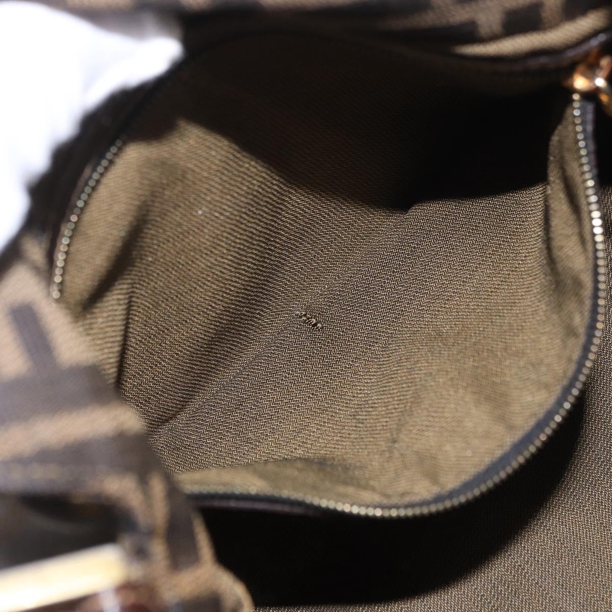 FENDI Zucca Canvas Mamma Baguette Shoulder Bag Black Brown gold Auth am11782V