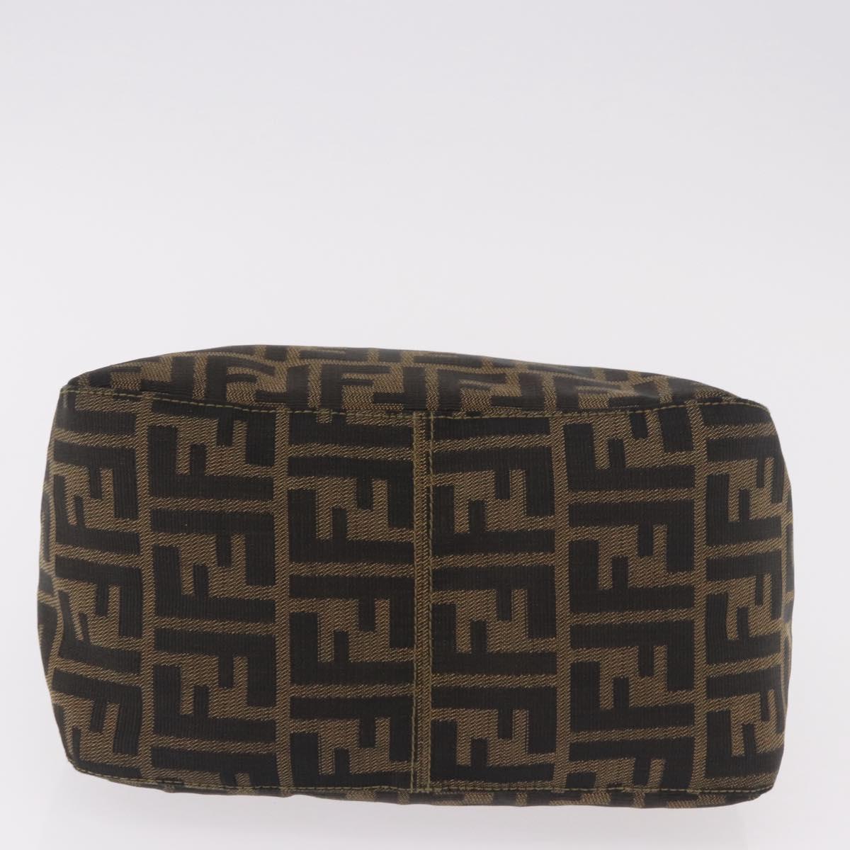 FENDI Zucca Canvas Mamma Baguette Shoulder Bag Black Brown gold Auth am11782V