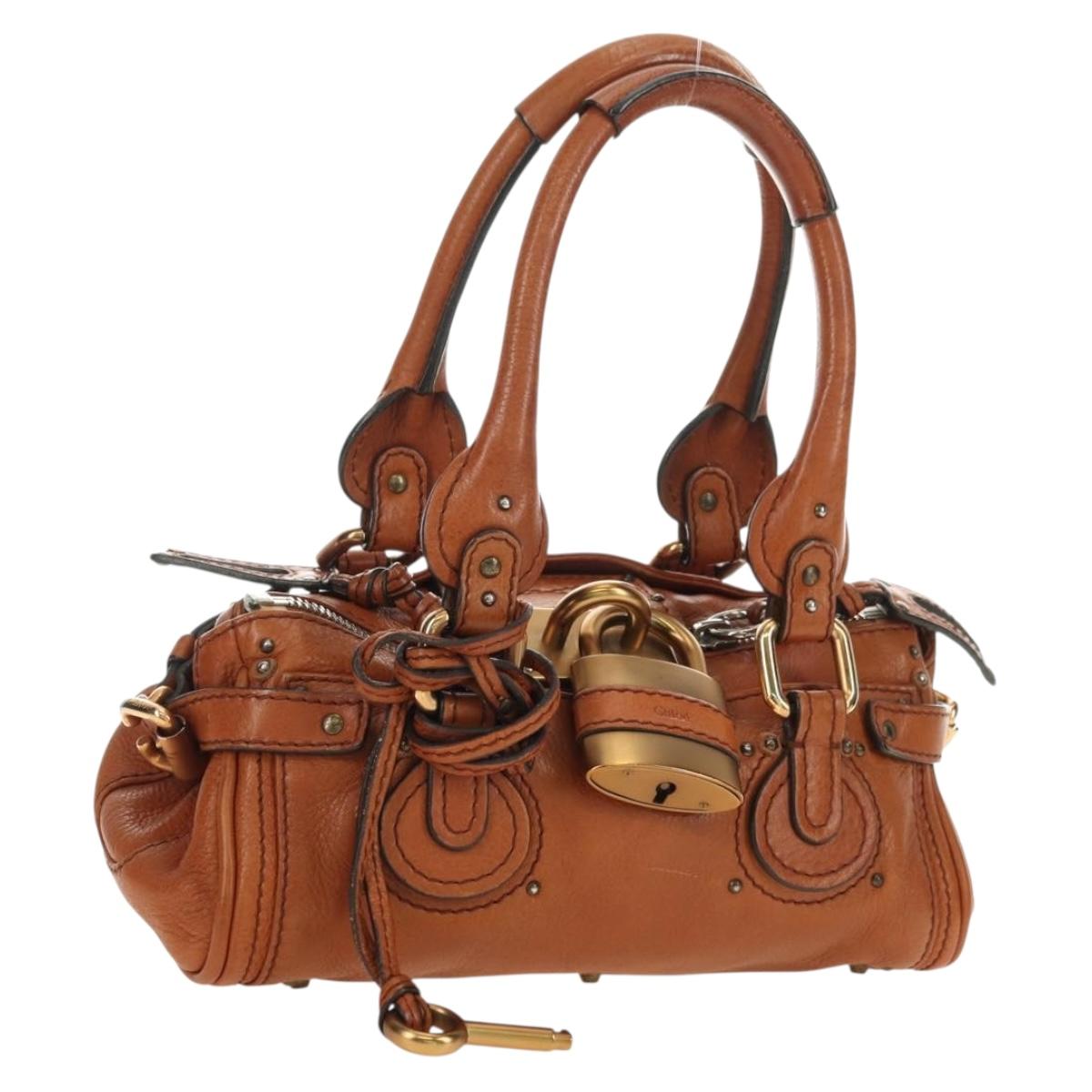 Chloe Paddington Mini Hand Bag Leather Brown Silver gold Auth am11785SAM