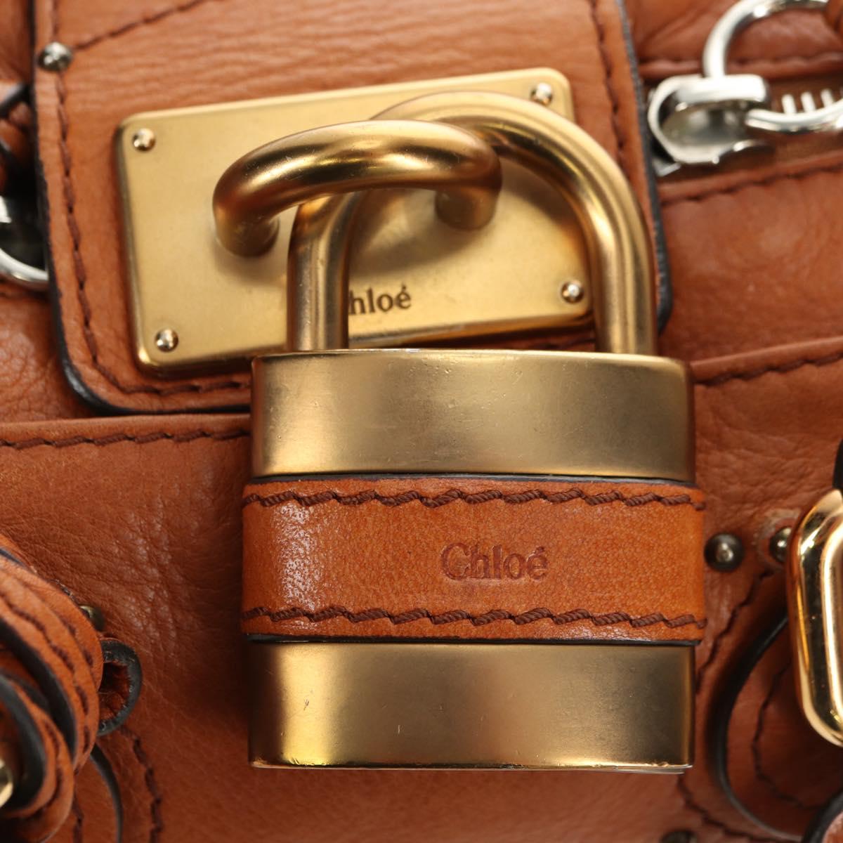 Chloe Paddington Mini Hand Bag Leather Brown Silver gold Auth am11785SAM