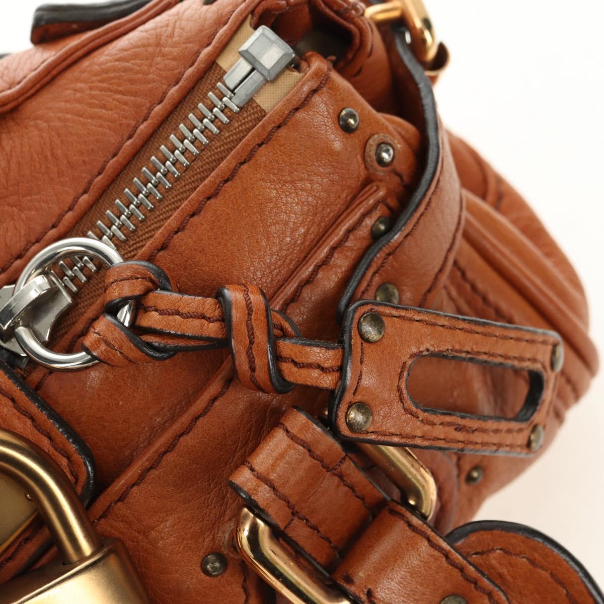 Chloe Paddington Mini Hand Bag Leather Brown Silver gold Auth am11785SAM