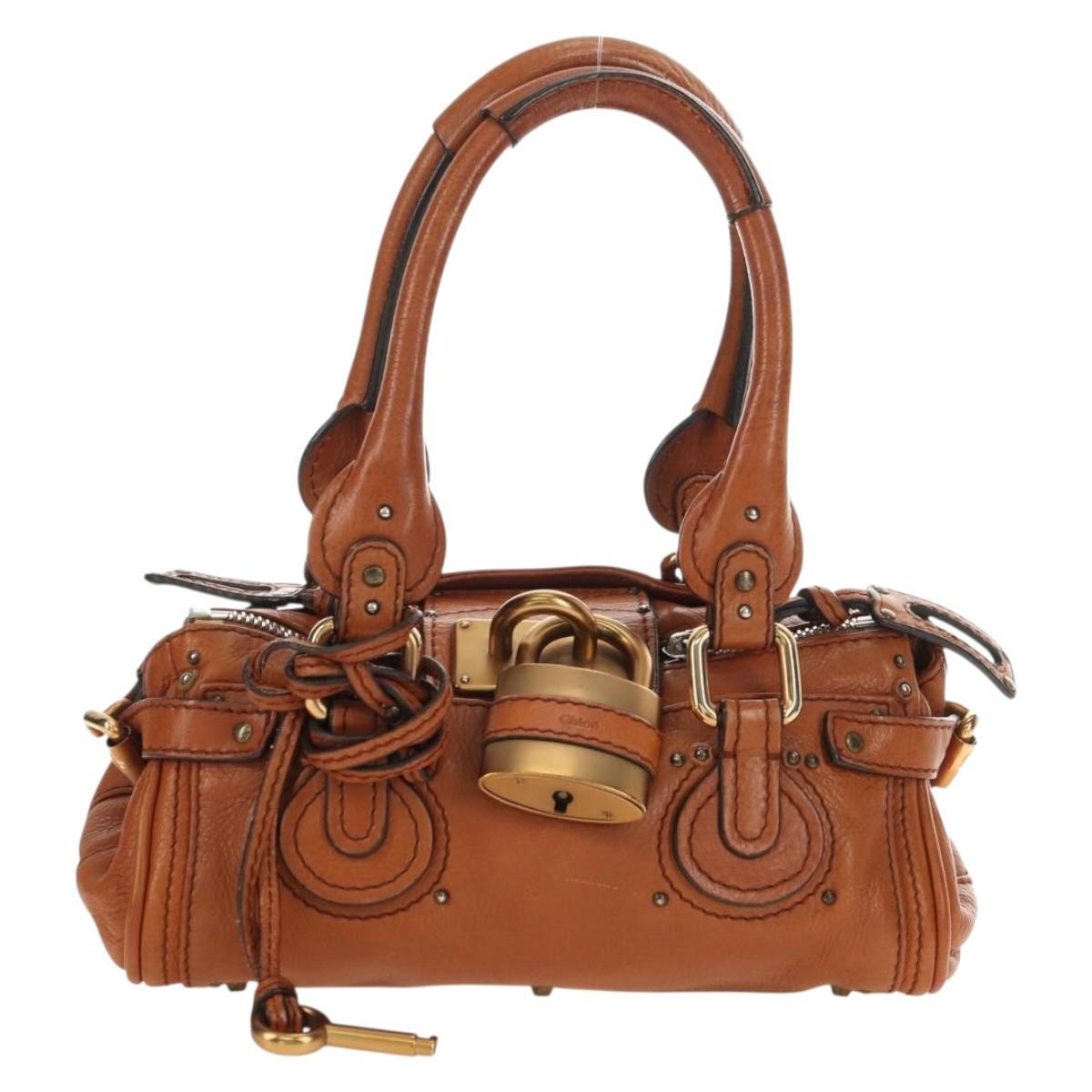 Chloe Paddington Mini Hand Bag Leather Brown Silver gold Auth am11785SAM